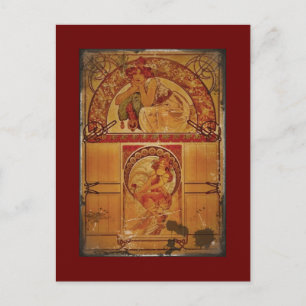 Zwei Mädchen in Herbstfarben Postkarte