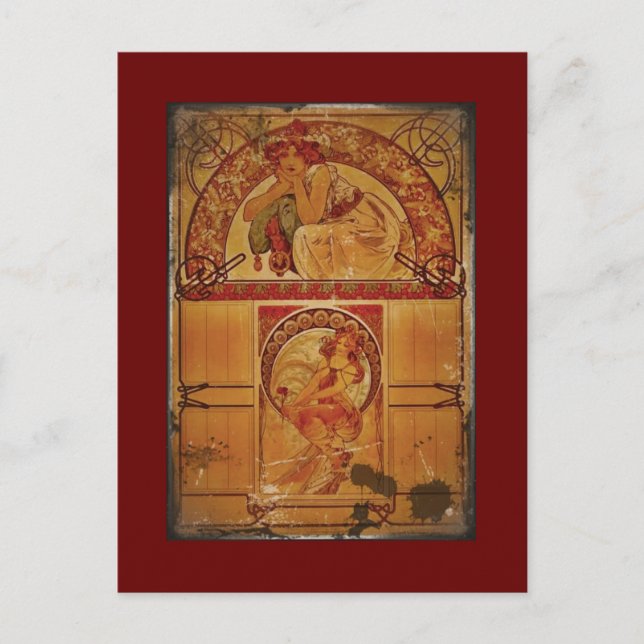 Zwei Mädchen in Herbstfarben Postkarte (Vorderseite)