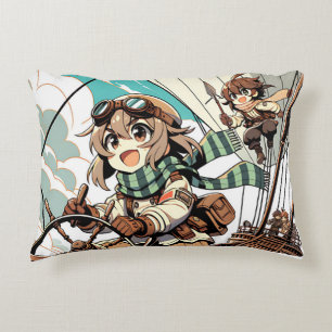 Zwei Mädchen segeln ein Schiff Dekokissen