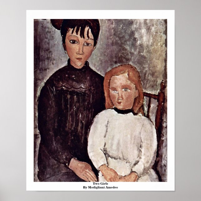 Zwei Mädchen von Modigliani Amedeo Poster (Vorne)