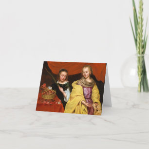 Zwei Mädchen wie Saint Agnes und Saint Dorothea Dankeskarte