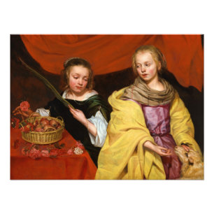 Zwei Mädchen wie Saint Agnes und Saint Dorothea Fotodruck