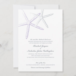Zwei magere Starfish Lilac Gray   Hochzeit Einladung