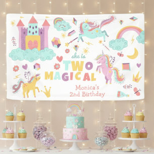 Zwei magische Regenbogenpastellfarben unicorn 2. G Banner