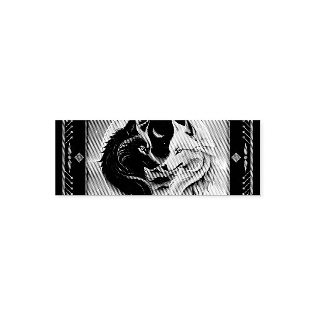 Zwei majestätische Wolfsköpfe Permastempel (Design)