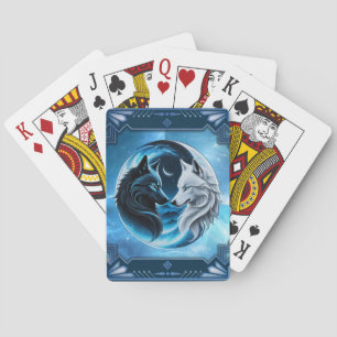 Zwei majestätische Wolfsköpfe Spielkarten