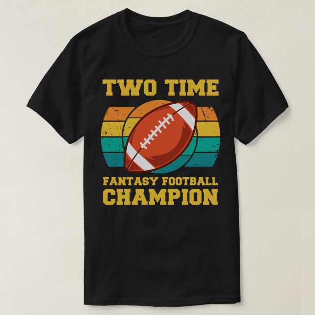 Zwei Mal Fantasy Football Champion T-Shirt (Design vorne)