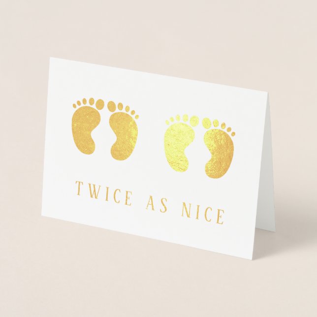 Zwei Mal so Nice Twins New Baby Gold Folienkarte (Vorderseite)