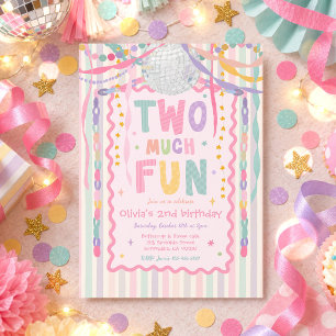 Zwei Mal Spaß Whimsical Mädchen 2. Geburtstagsfeie Einladung