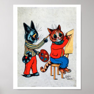 Zwei Malerkatze, Louis Wain Poster