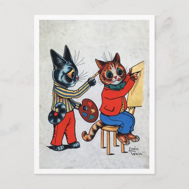 Zwei Malerkatze, Louis Wain Postkarte (Vorderseite)