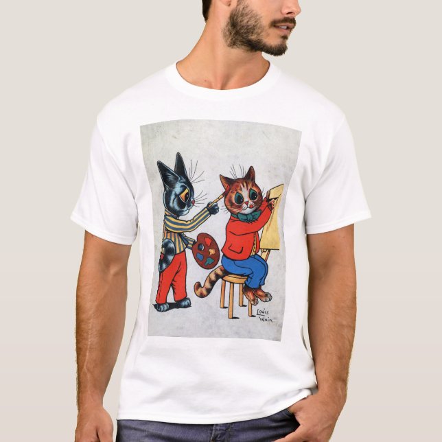 Zwei Malerkatze, Louis Wain T-Shirt (Vorderseite)