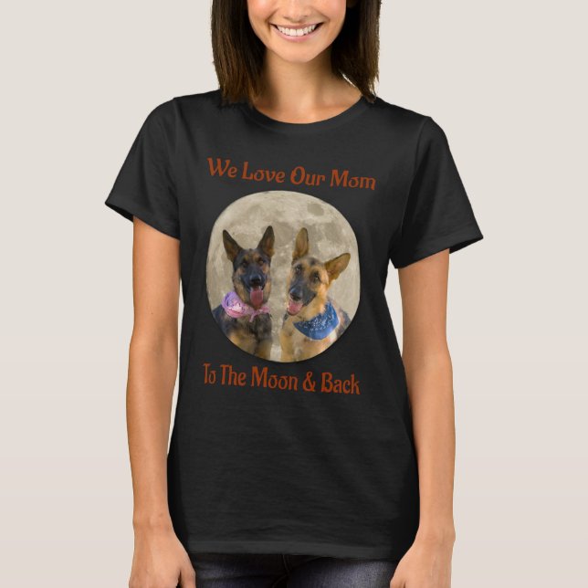 Zwei Mamas der deutschen Schäferhunde-Liebe T-Shirt (Vorderseite)
