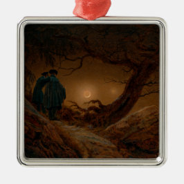 Zwei Männer, die nachts das Licht des Mondes sehen Ornament Aus Metall