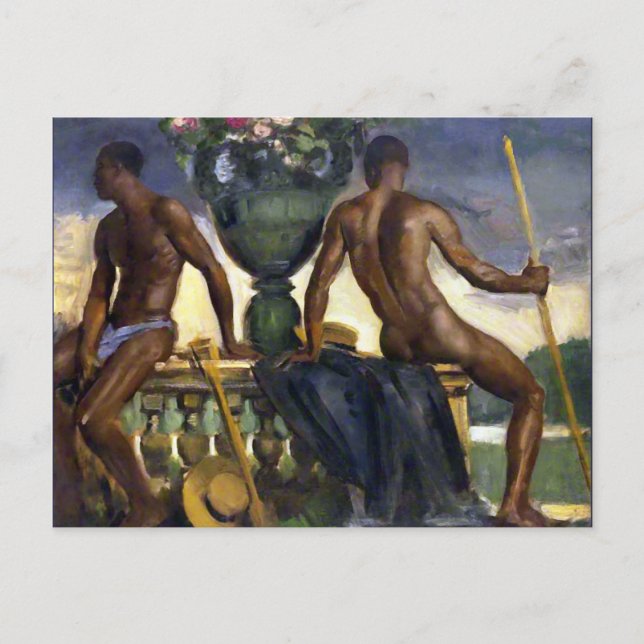 Zwei Männer durch Ranken Postkarte (Vorderseite)