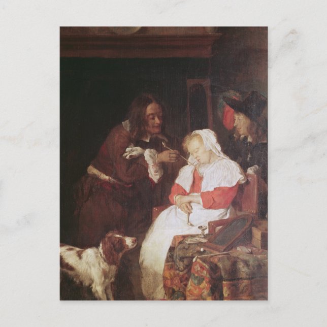 Zwei Männer mit schlafender Frau, c.1655-60 Postkarte (Vorderseite)