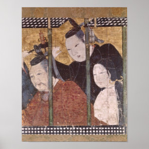 Zwei Männer und Frau hinter Markise, Detailschirm Poster