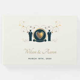 Zwei männliche Hochzeitscreme Blue LGBTQ Gästebuch