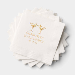 Zwei Martini-Gläser Paar Braut Bräutigam Namen Dat Servietten Mit Folie