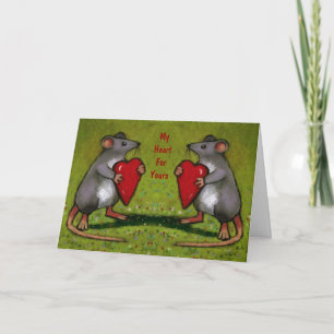 Zwei Mäuse tauschen Herzen: Valentine: Kunstwerk Feiertagskarte