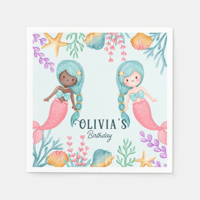 Zwei Meerjungfrau Serviette (Vorderseite)