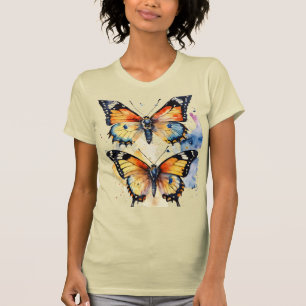 Zwei mehrfarbige Besitzer in Schmetterlingen T - S T-Shirt