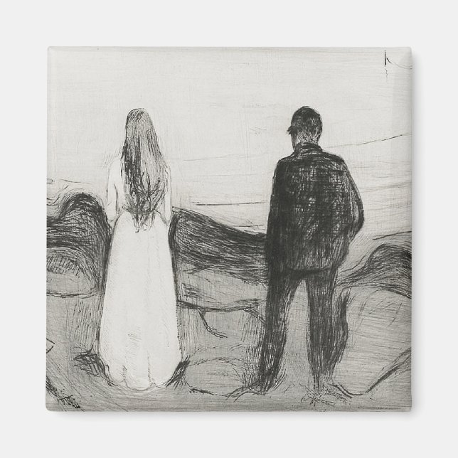 Zwei Menschen. Die einsamen Ones Edvard Munch Magnet (Vorne)