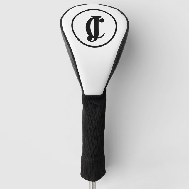 Zwei Mit Monogramm Schwarzweißinitialen Golf Headcover (Vorderseite)