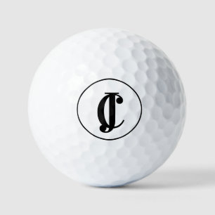 Zwei Mit Monogramm Schwarzweißinitialen Golfball