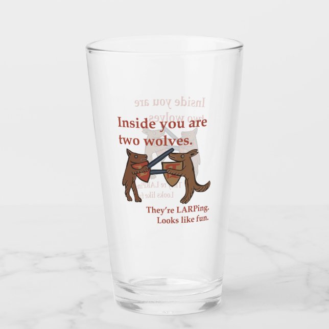 Zwei mittelalterliche Wölfe Glasbecher Glas (Vorderseite)