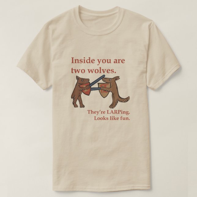 Zwei mittelalterliche Wölfe T-Shirt (Design vorne)