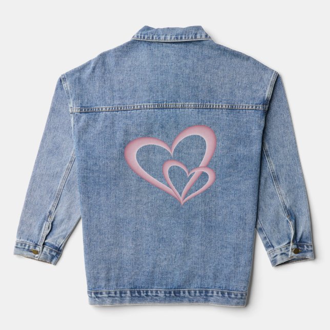 Zwei moderne rosa Herzen Abstrakte Kunst Jeansjacke (Rückseite)