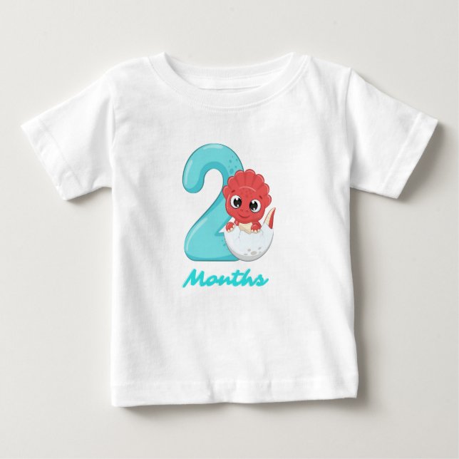 Zwei Monate niedlicher Dinosaurier Baby T - Shirt (Vorderseite)