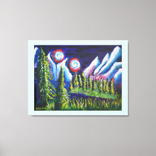 Zwei Monde Berge Kunst Leinwanddruck