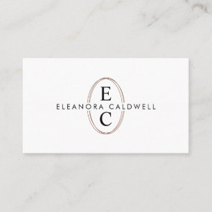 Zwei Monogram Logo-Rose Gold Oval White Visitenkarte