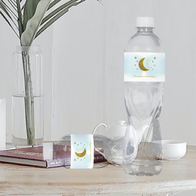 Zwei "Moon 2. Birthday Water Flasche Label" Wasserflaschenetikett (Von Creator hochgeladen)
