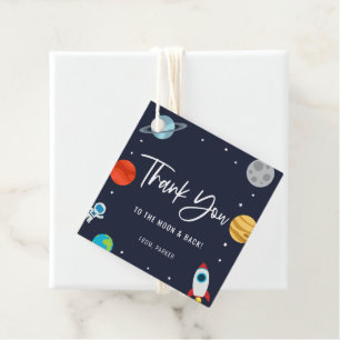 Zwei Moon Space Thema Geburtstagsparty Danke Geschenkanhänger