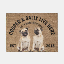 Zwei Mops Personalisiert Hund Lover Doormat