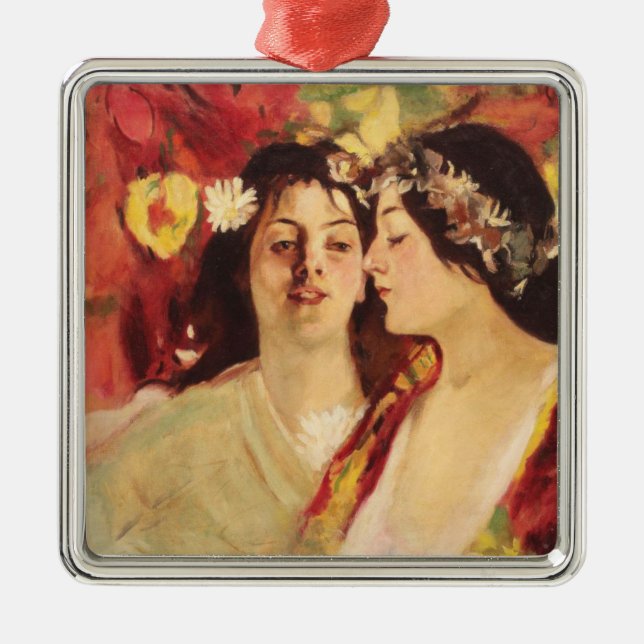 Zwei Muses of Spring (von Stefan Luchian) Ornament Aus Metall (Vorne)