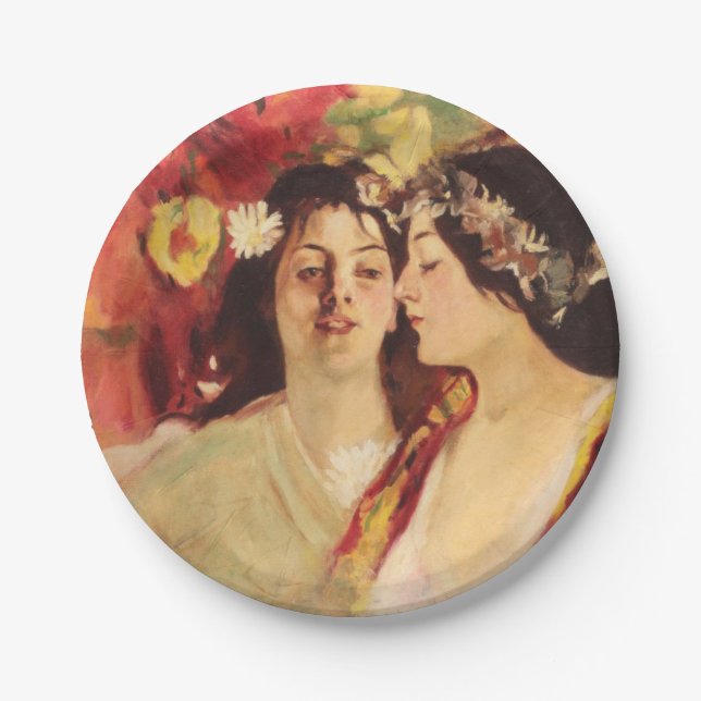 Zwei Muses of Spring (von Stefan Luchian) Pappteller (Vorderseite)