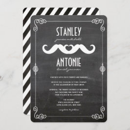 Zwei Mustaches Liebe Vintag Chalkboard Gay Wedding Einladung