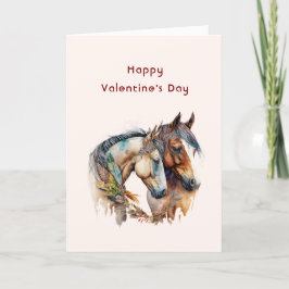 Zwei Mustang Horses Cuddling Valentine's Day Feiertagskarte