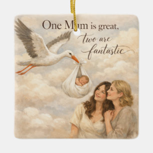 Zwei Mütter und die Liebe einer LGBTQ Keramikornament