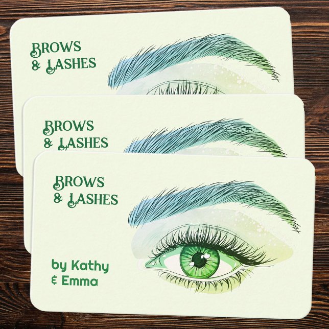 Zwei Namen Brows Lashes Tech Green Visitenkarte (Brows - Lashes Visiting Cards)