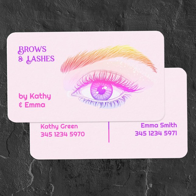 Zwei Namen Brows Lashes Tech Visitenkarte (Two Names Brows Lashes Tech Business Cards)