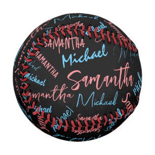 Zwei Namen Paare Muster monogramm blaues Licht pin Baseball