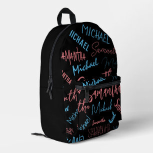 Zwei Namen Paare Muster monogramm blaues Licht pin Bedruckter Rucksack