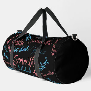 Zwei Namen Paare Muster monogramm blaues Licht pin Duffle Bag