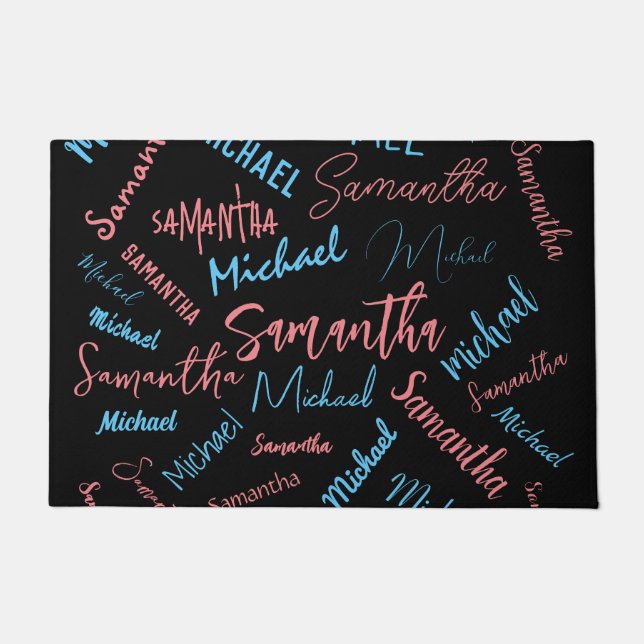 Zwei Namen Paare Muster monogramm blaues Licht pin Fußmatte (Vorderseite)