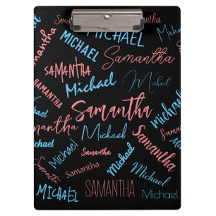 Zwei Namen Paare Muster monogramm blaues Licht pin Klemmbrett